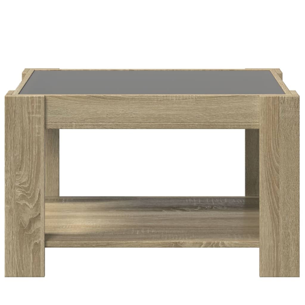 Salongbord med LED sonoma eik 73x53x45 cm konstruert tre
