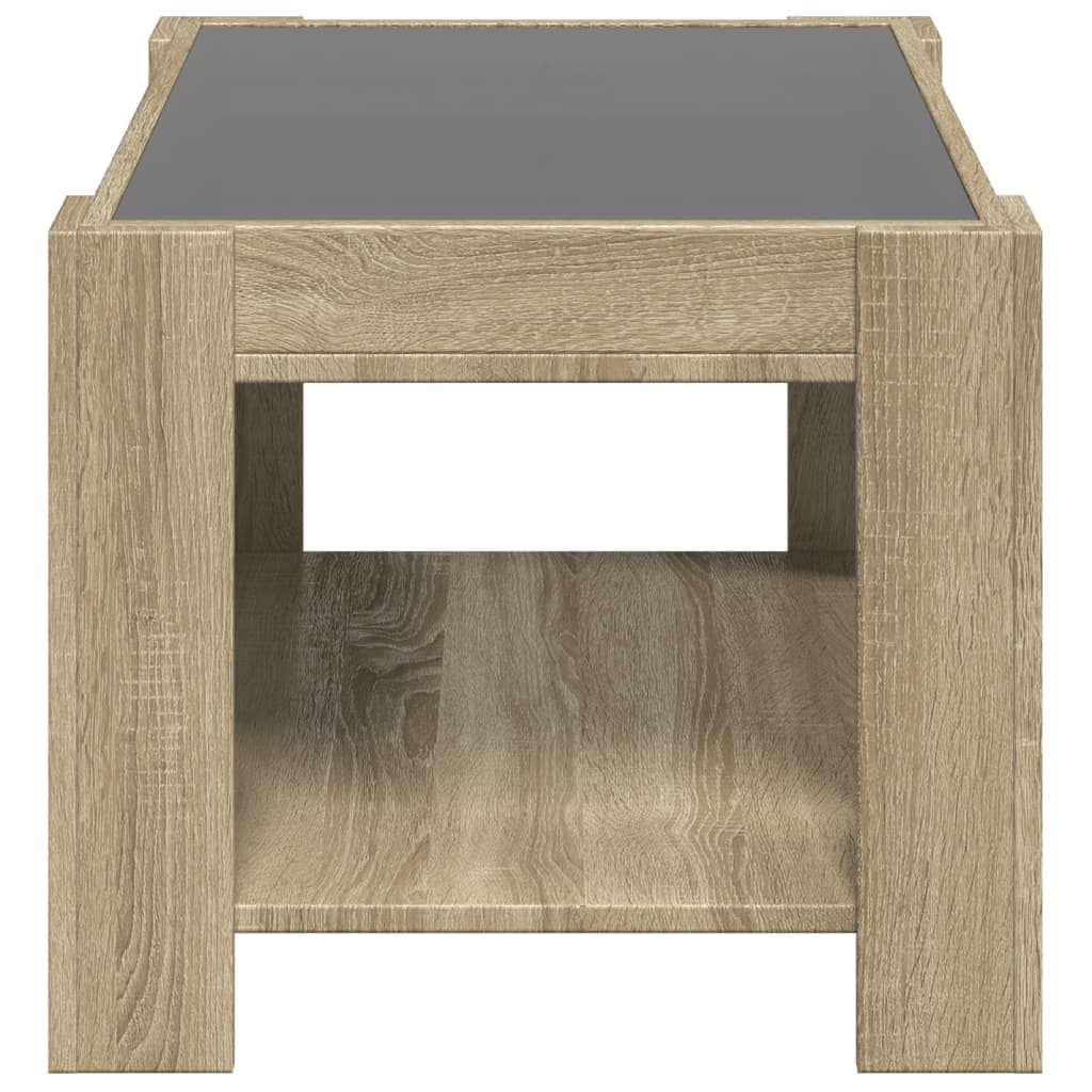 Salongbord med LED sonoma eik 73x53x45 cm konstruert tre