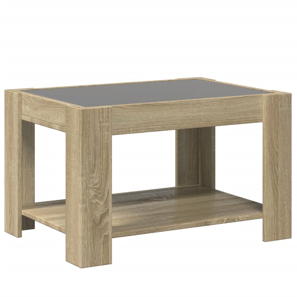 Salongbord med LED sonoma eik 73x53x45 cm konstruert tre
