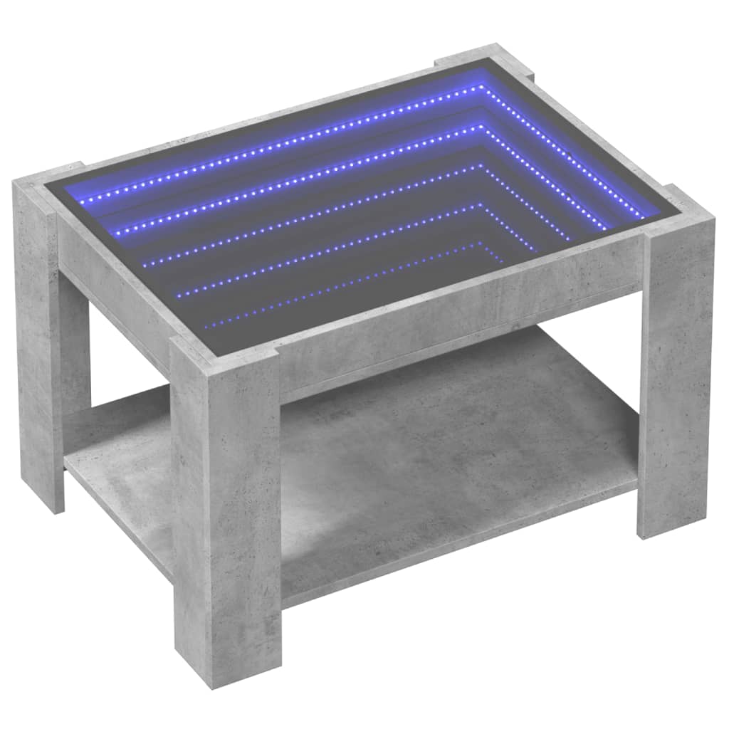 Salongbord med LED betonggrå 73x53x45 cm konstruert tre