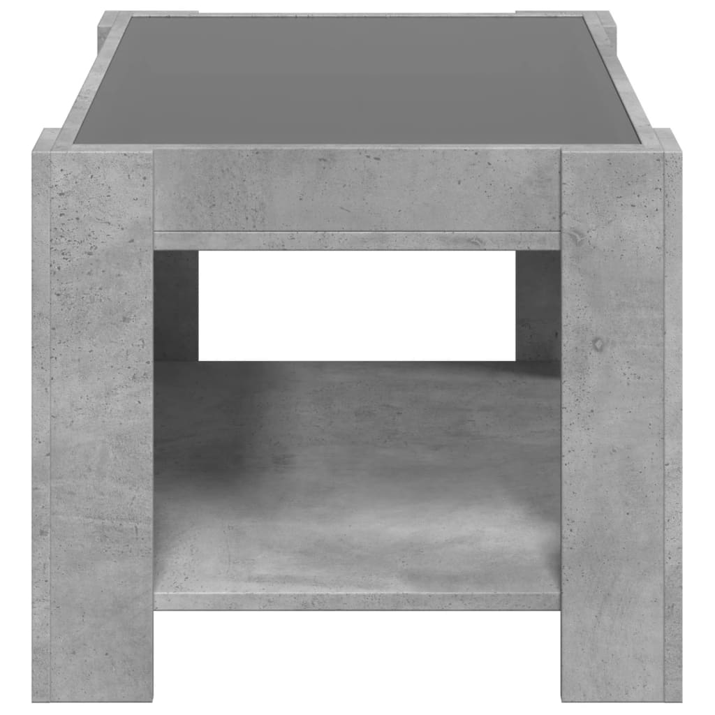 Salongbord med LED betonggrå 73x53x45 cm konstruert tre