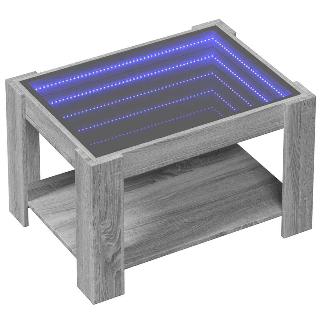 Salongbord med LED grå sonoma 73x53x45 cm konstruert tre