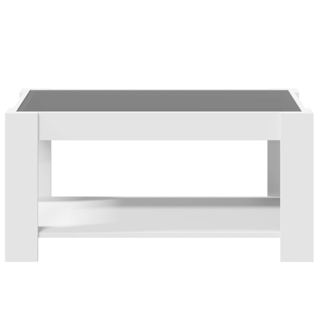 Salongbord med LED hvit 93x53x45 cm konstruert tre