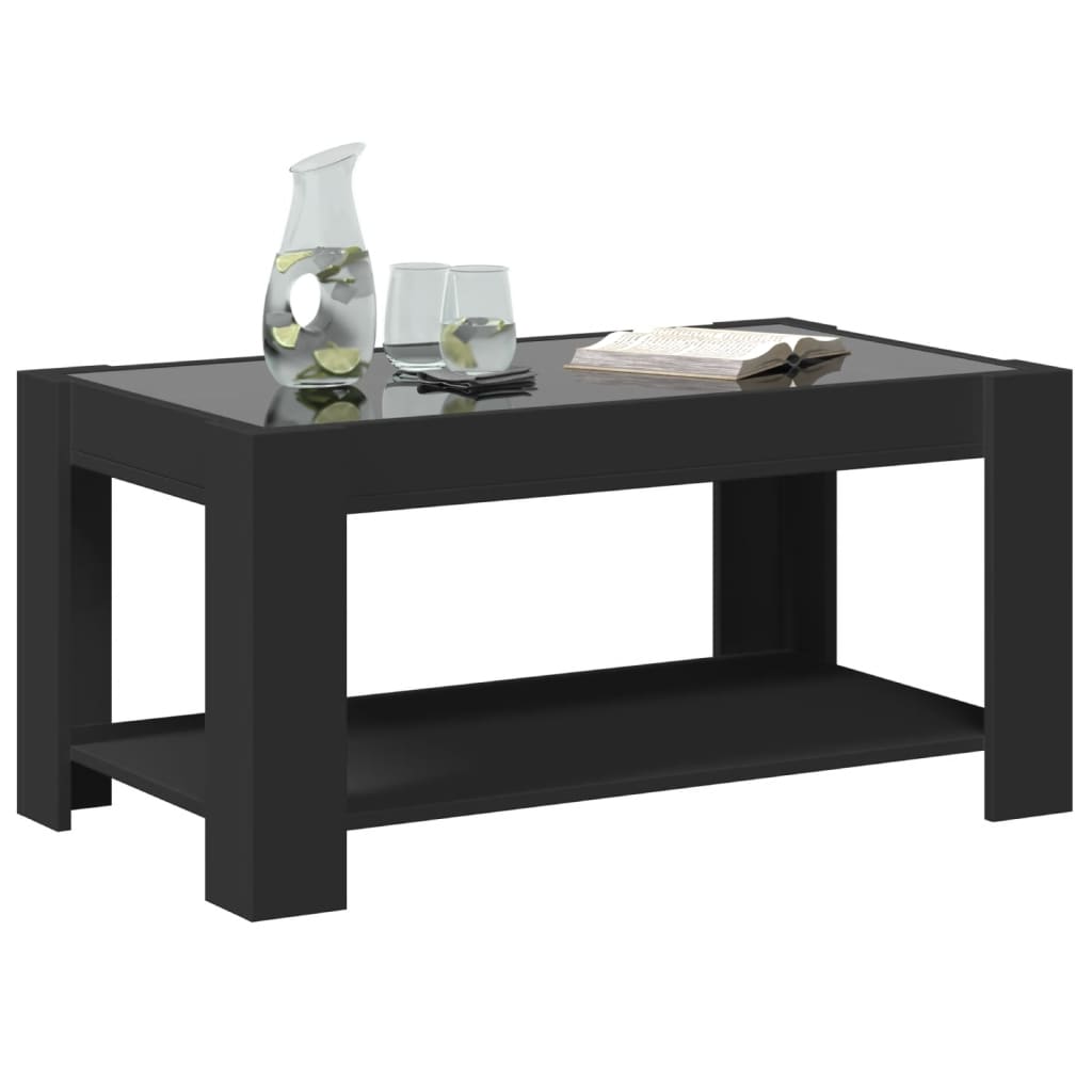 Salongbord med LED svart 93x53x45 cm konstruert tre