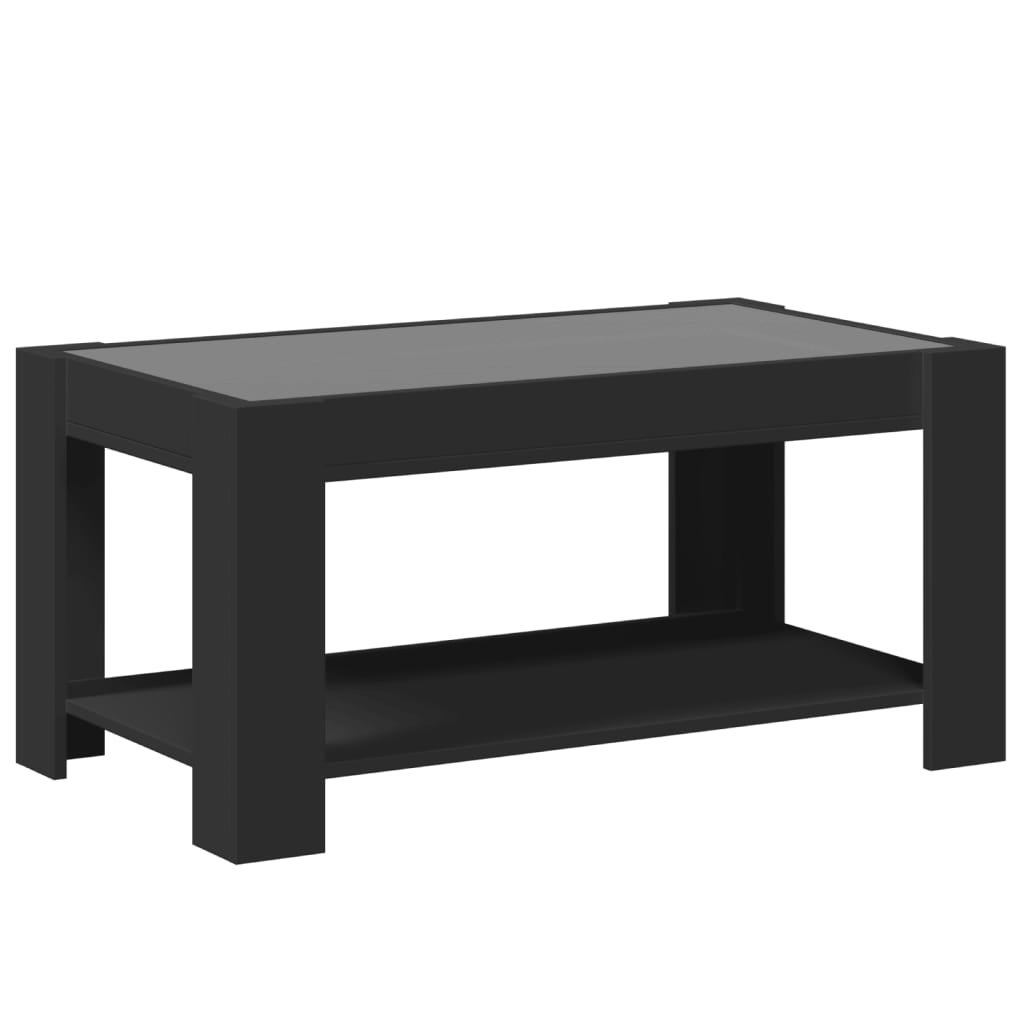 Salongbord med LED svart 93x53x45 cm konstruert tre