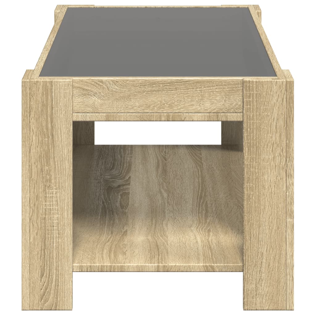 Salongbord med LED sonoma eik 93x53x45 cm konstruert tre