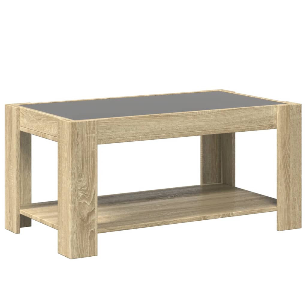 Salongbord med LED sonoma eik 93x53x45 cm konstruert tre