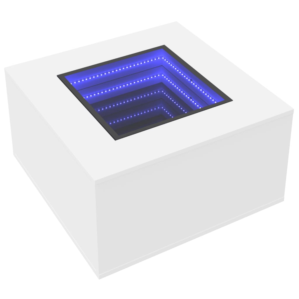 Salongbord med LED hvit 60x60x40 cm konstruert tre
