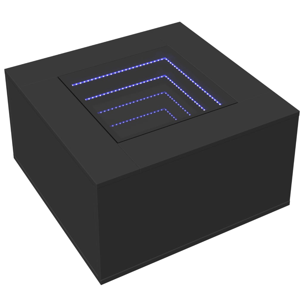 Salongbord med LED svart 60x60x40 cm konstruert tre