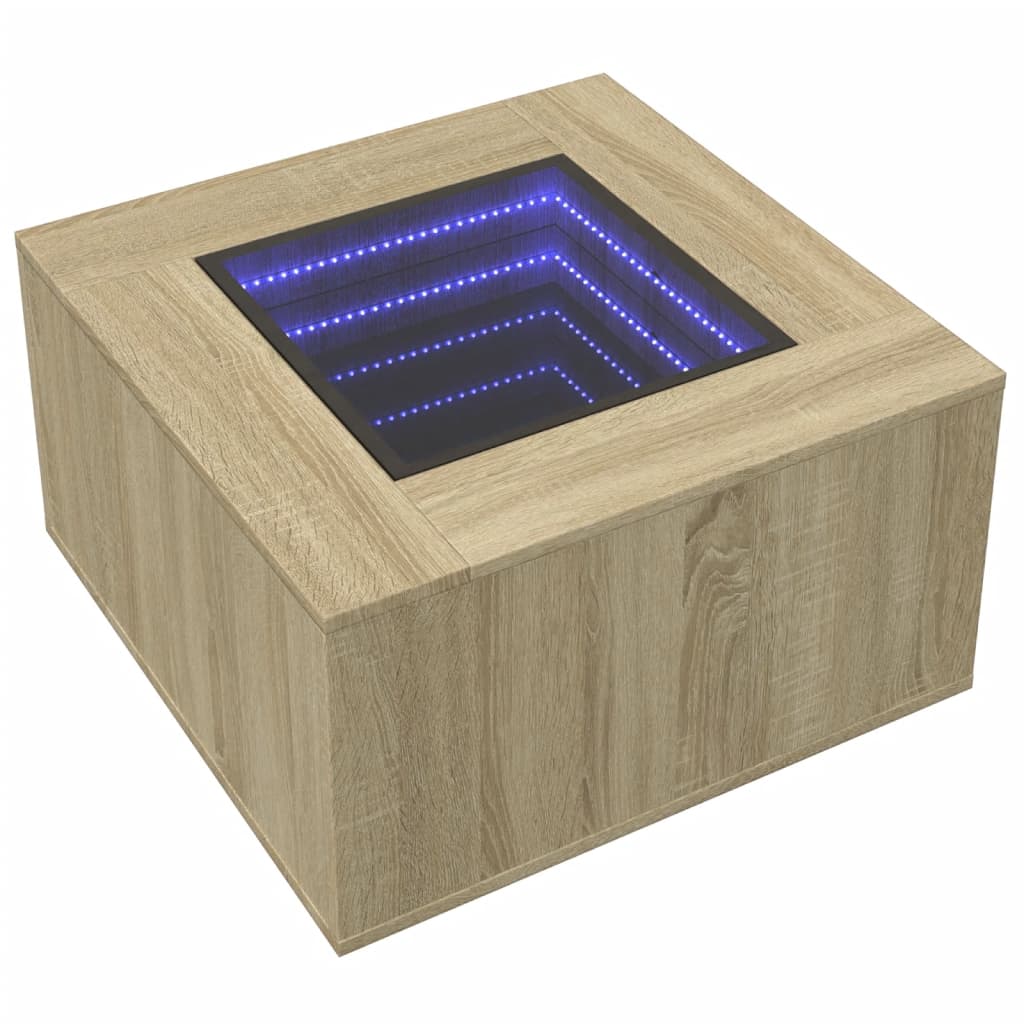 Salongbord med LED sonoma eik 60x60x40 cm konstruert tre