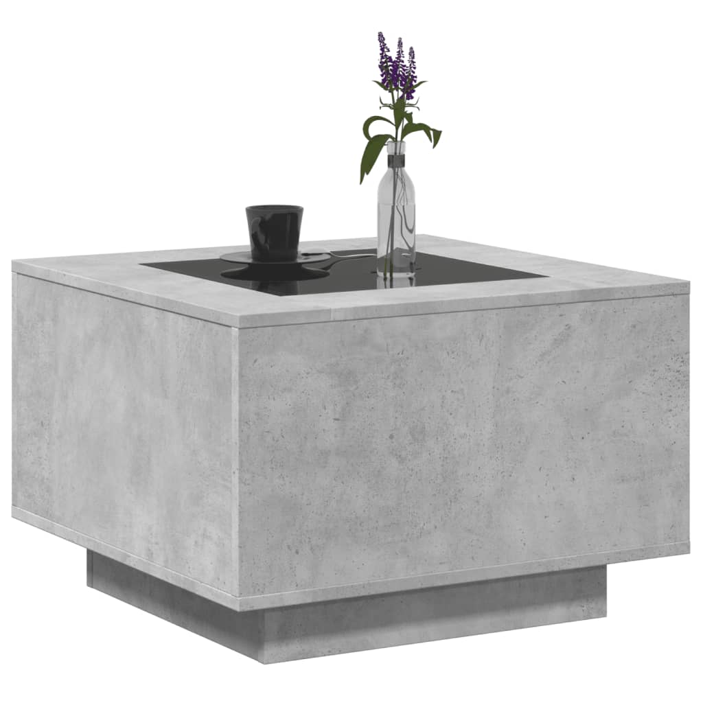 Salongbord med LED betonggrå 60x60x40 cm konstruert tre