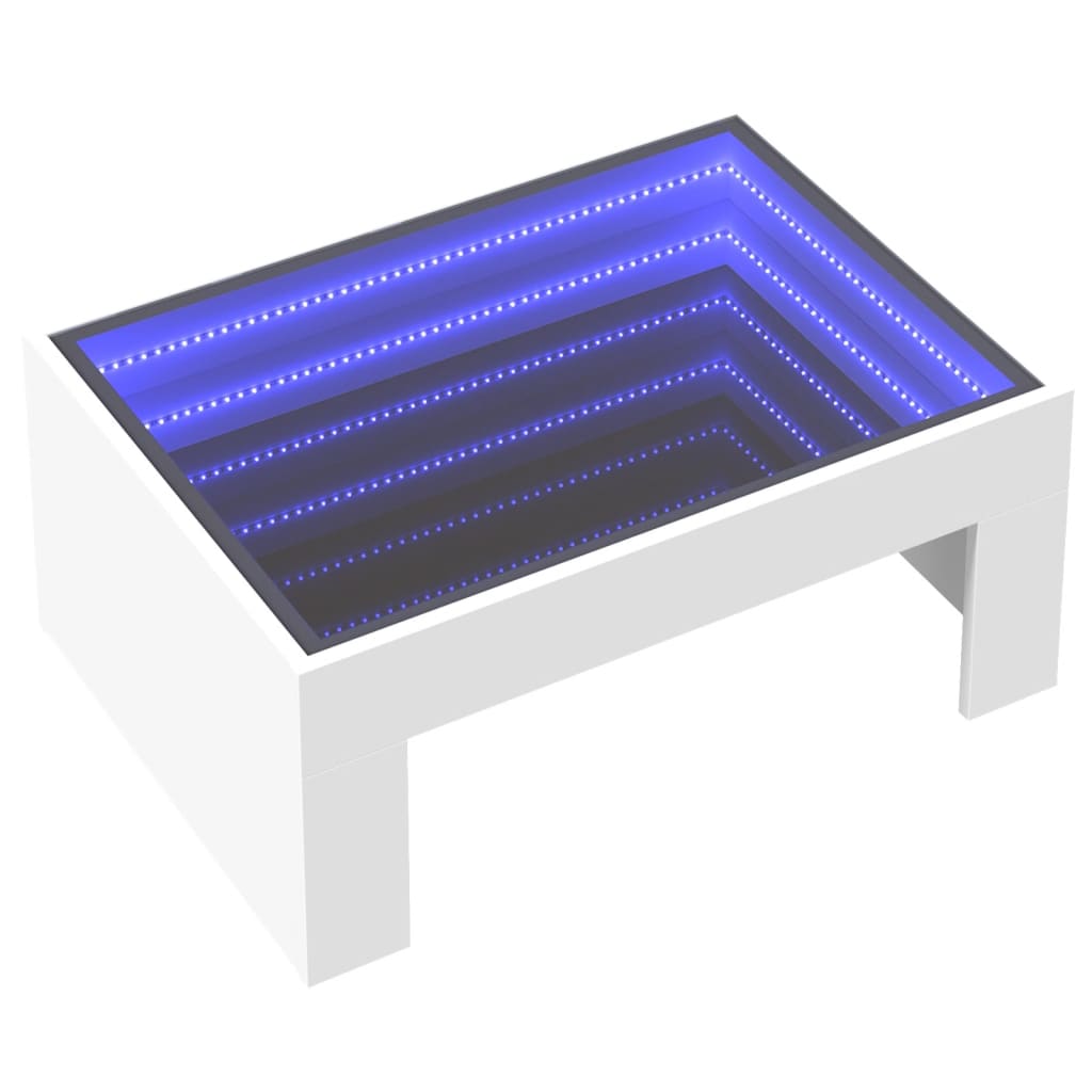 Salongbord med Infinity LED hvit 70x50x30 cm