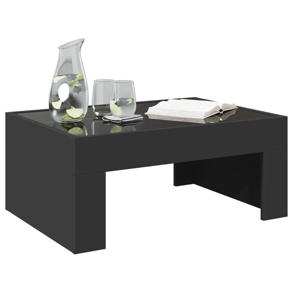 Salongbord med Infinity LED svart 70x50x30 cm