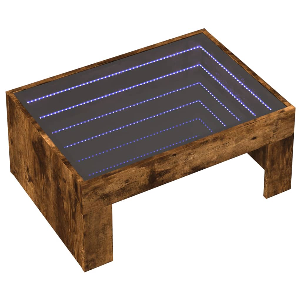 Salongbord med Infinity LED røkt eik 70x50x30 cm