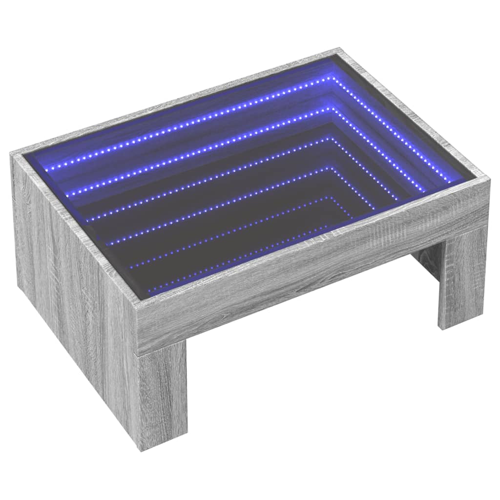 Salongbord med Infinity LED grå sonoma 70x50x30 cm
