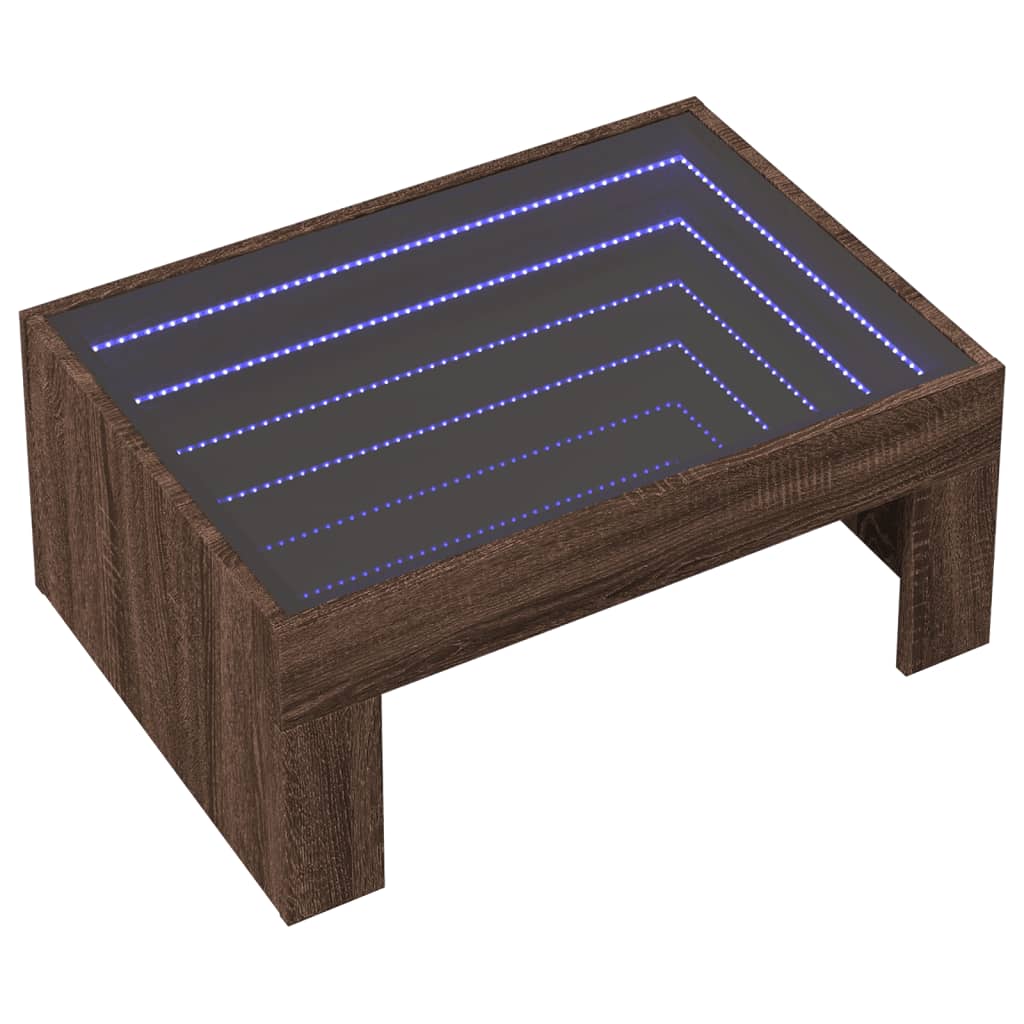 Salongbord med Infinity LED brun eik 70x50x30 cm