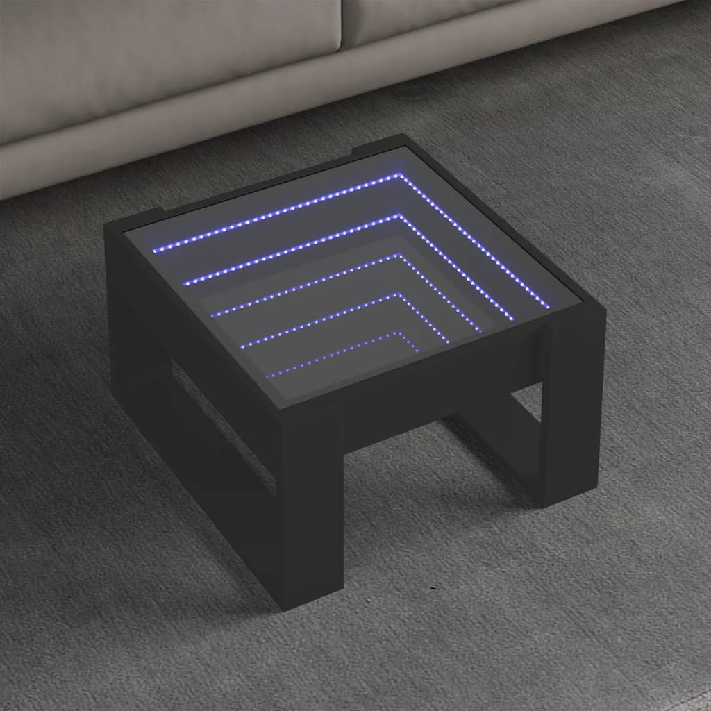 Salongbord med Infinity LED svart 50x53x30 cm