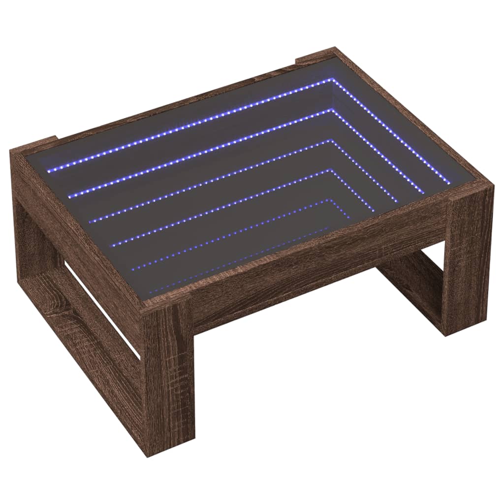 Salongbord med Infinity LED brun eik 70x53x30 cm