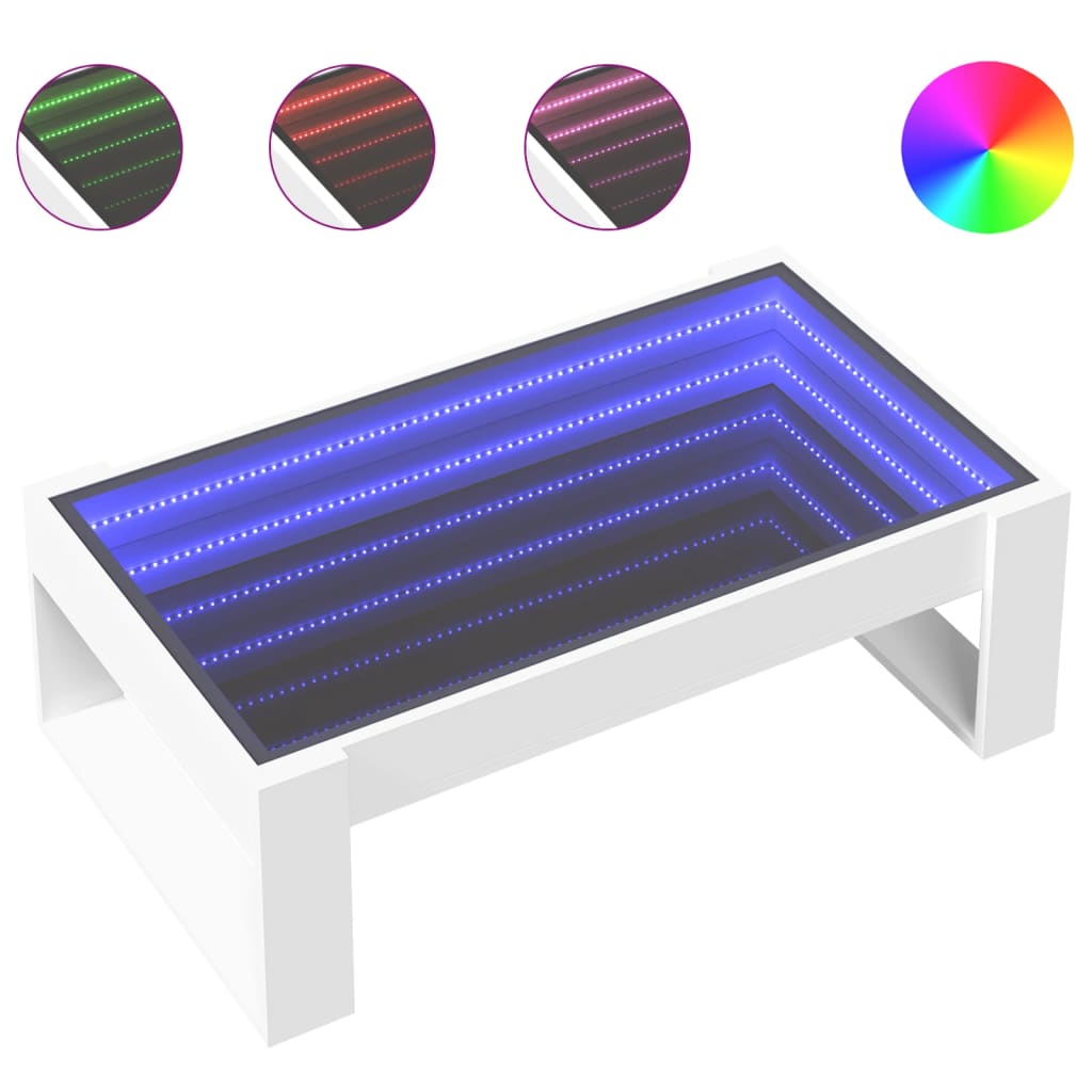 Salongbord med Infinity LED hvit 90x53x30 cm