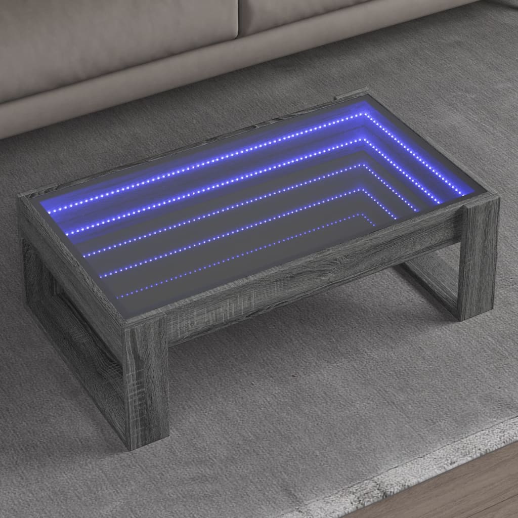Salongbord med Infinity LED grå sonoma 90x53x30 cm