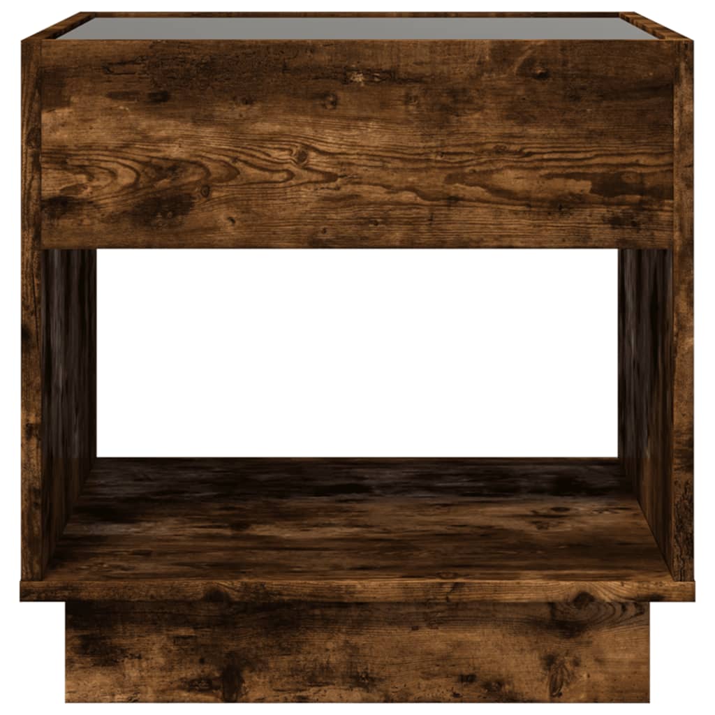 Salongbord med Infinity LED røkt eik 50x50x50 cm