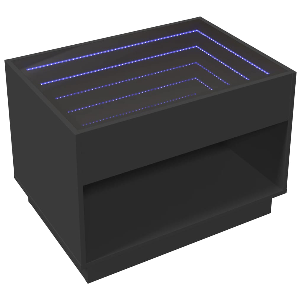 Salongbord med Infinity LED svart 70x50x50 cm