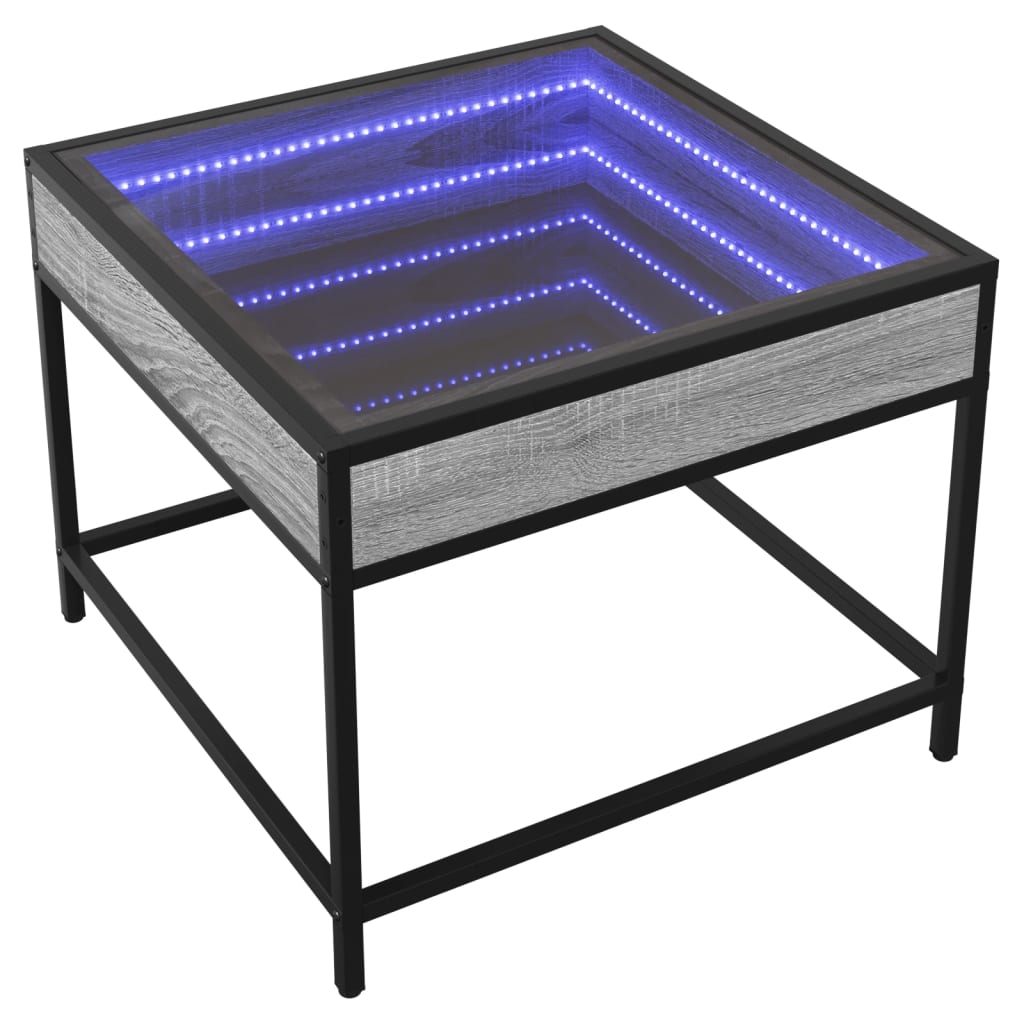 Salongbord med Infinity LED grå sonoma 50x50x41 cm