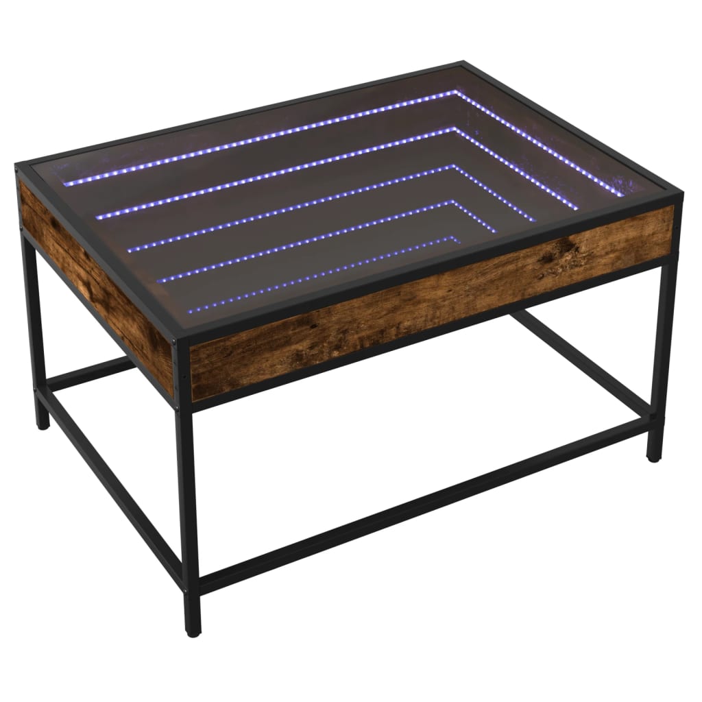 Salongbord med Infinity LED røkt eik 70x50x41 cm