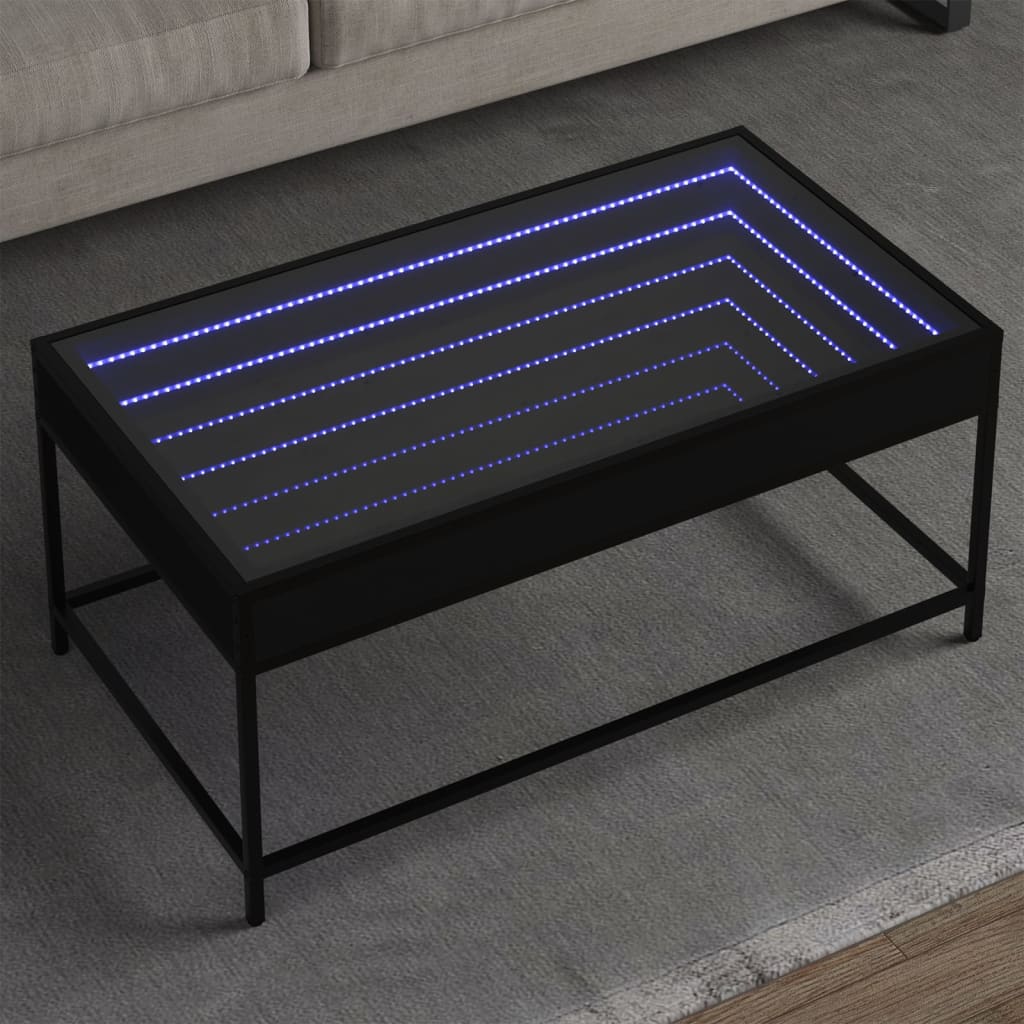 Salongbord med Infinity LED svart 90x50x41 cm