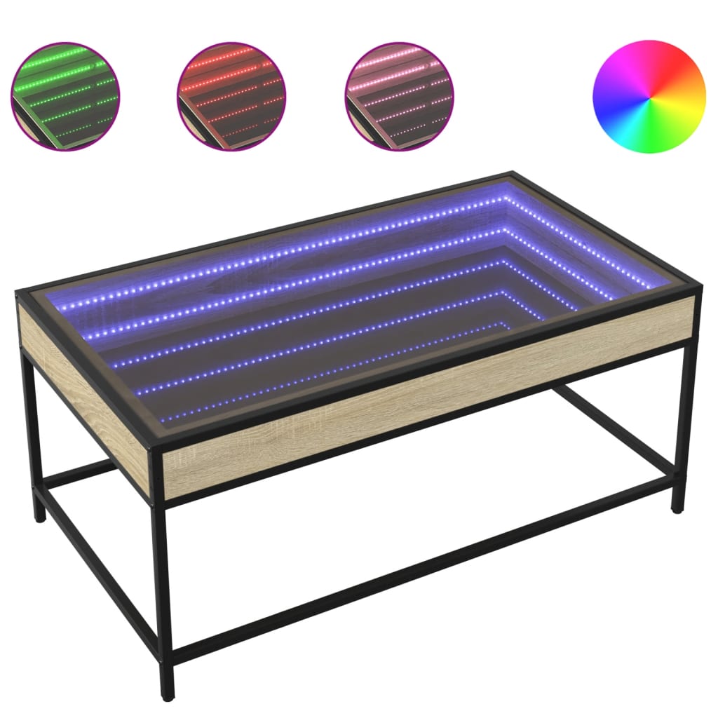 Salongbord med Infinity LED sonoma eik 90x50x41 cm