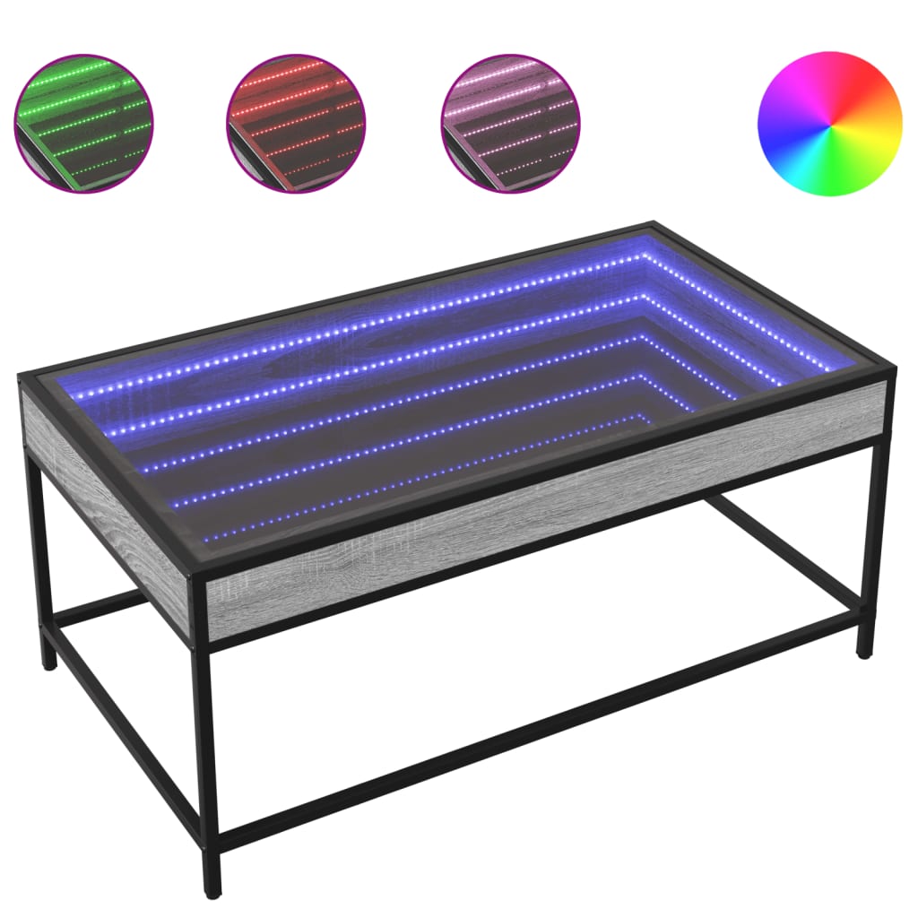 Salongbord med Infinity LED grå sonoma 90x50x41 cm