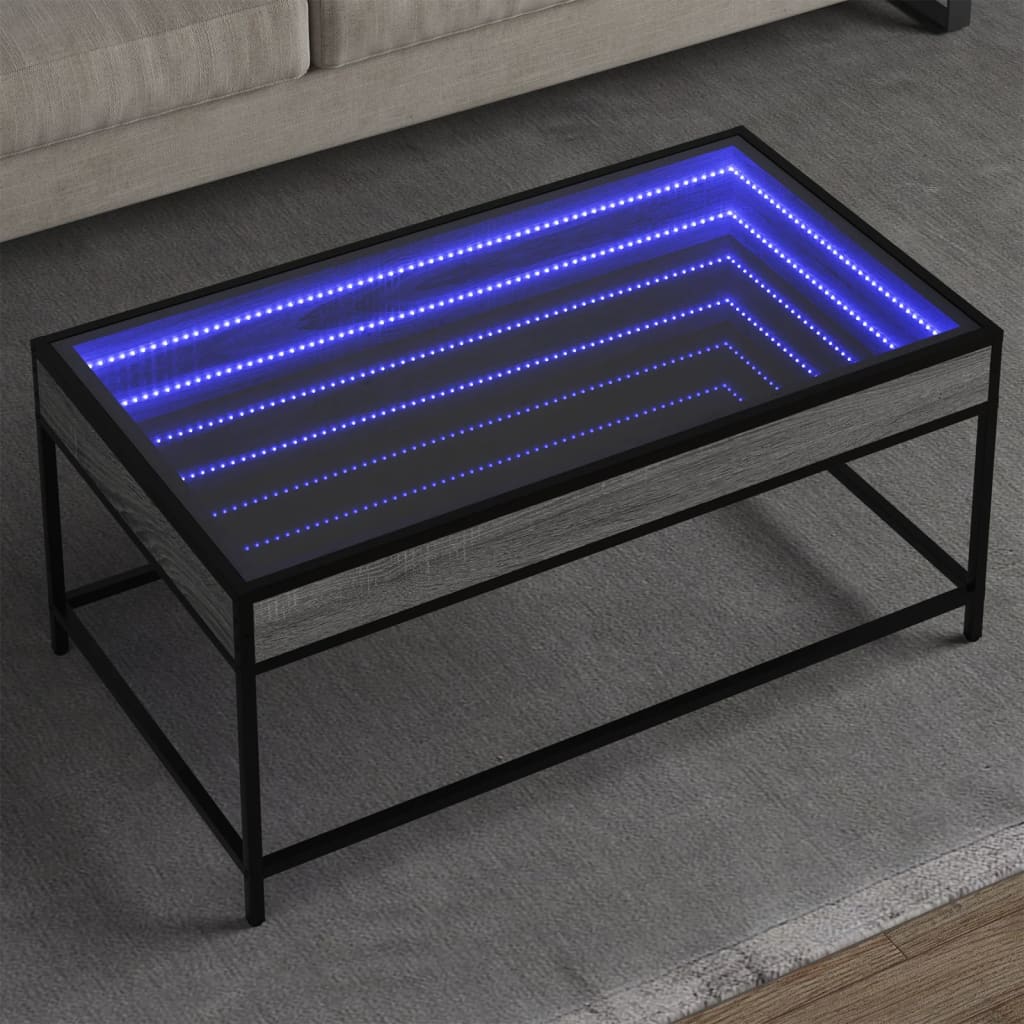 Salongbord med Infinity LED grå sonoma 90x50x41 cm