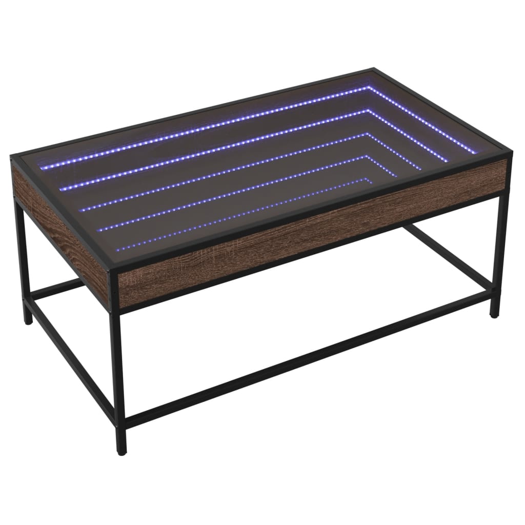 Salongbord med Infinity LED brun eik 90x50x41 cm