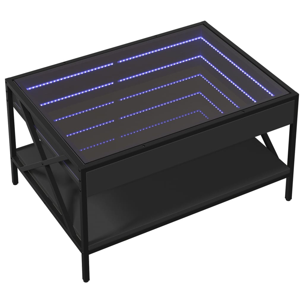 Salongbord med Infinity LED svart 70x50x38 cm