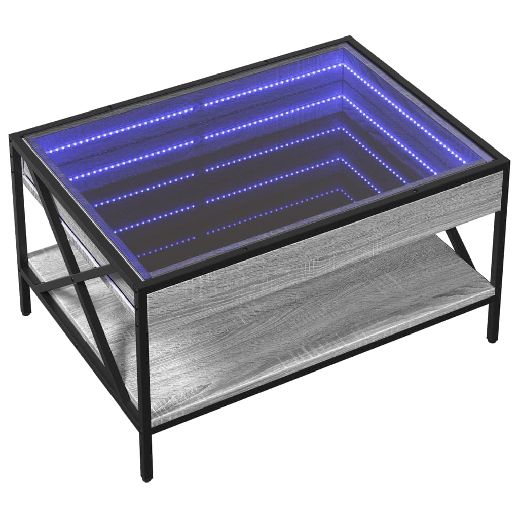 Salongbord med Infinity LED grå sonoma 70x50x38 cm