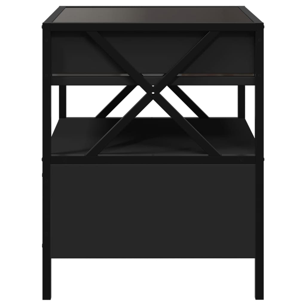 Salongbord med Infinity LED svart 40x40x51 cm