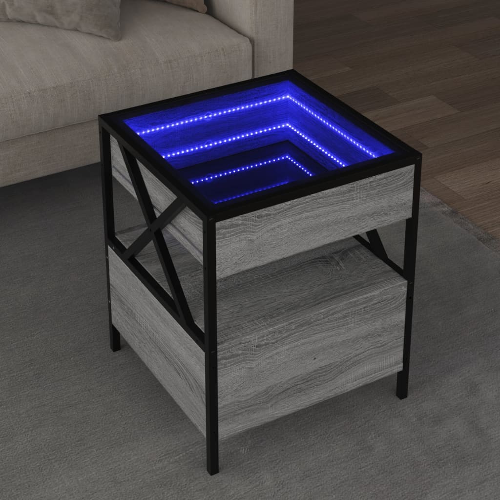 Salongbord med Infinity LED grå sonoma 40x40x51 cm