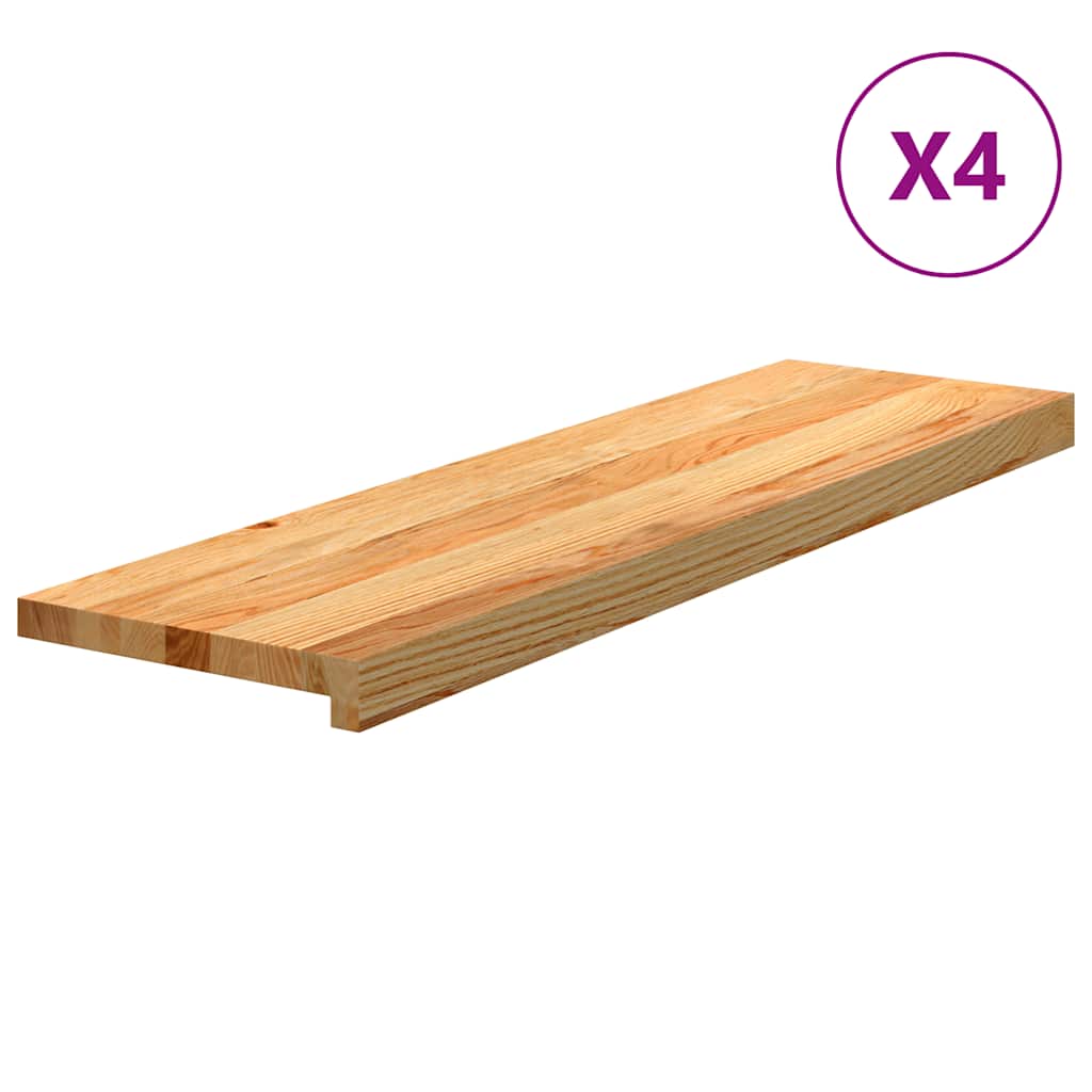 Trappetrinn 4 stk lysebrun 90x30x2 cm heltre eik