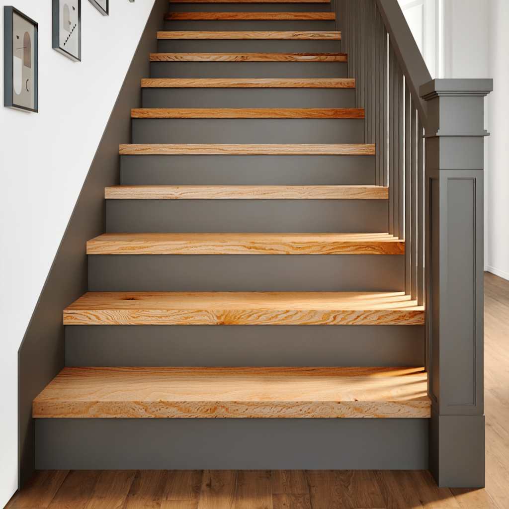 Trappetrinn 4 stk lysebrun 90x30x2 cm heltre eik