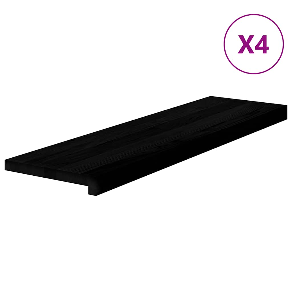 Trappetrinn 4 stk brunsvart 90x25x2 cm heltre eik