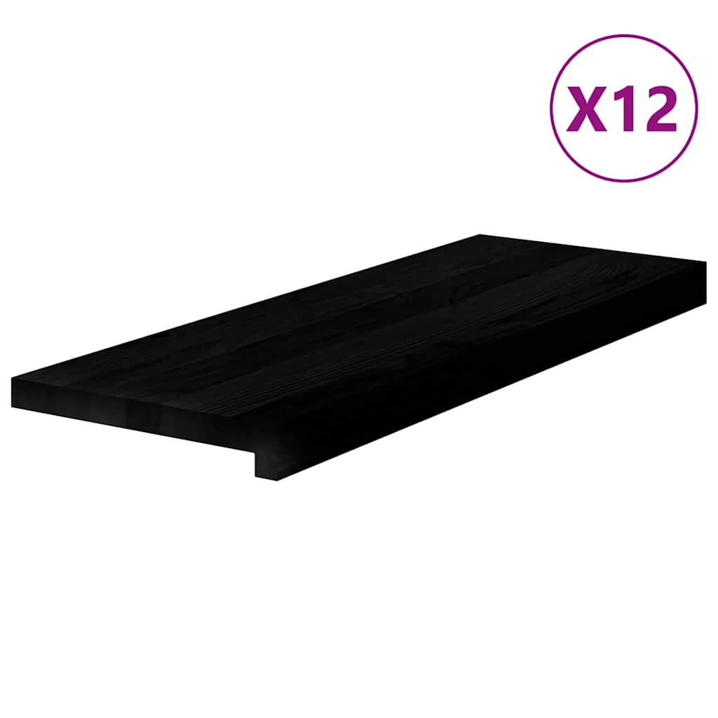 Trappetrinn 12 stk brunsvart 70x25x2 cm heltre eik