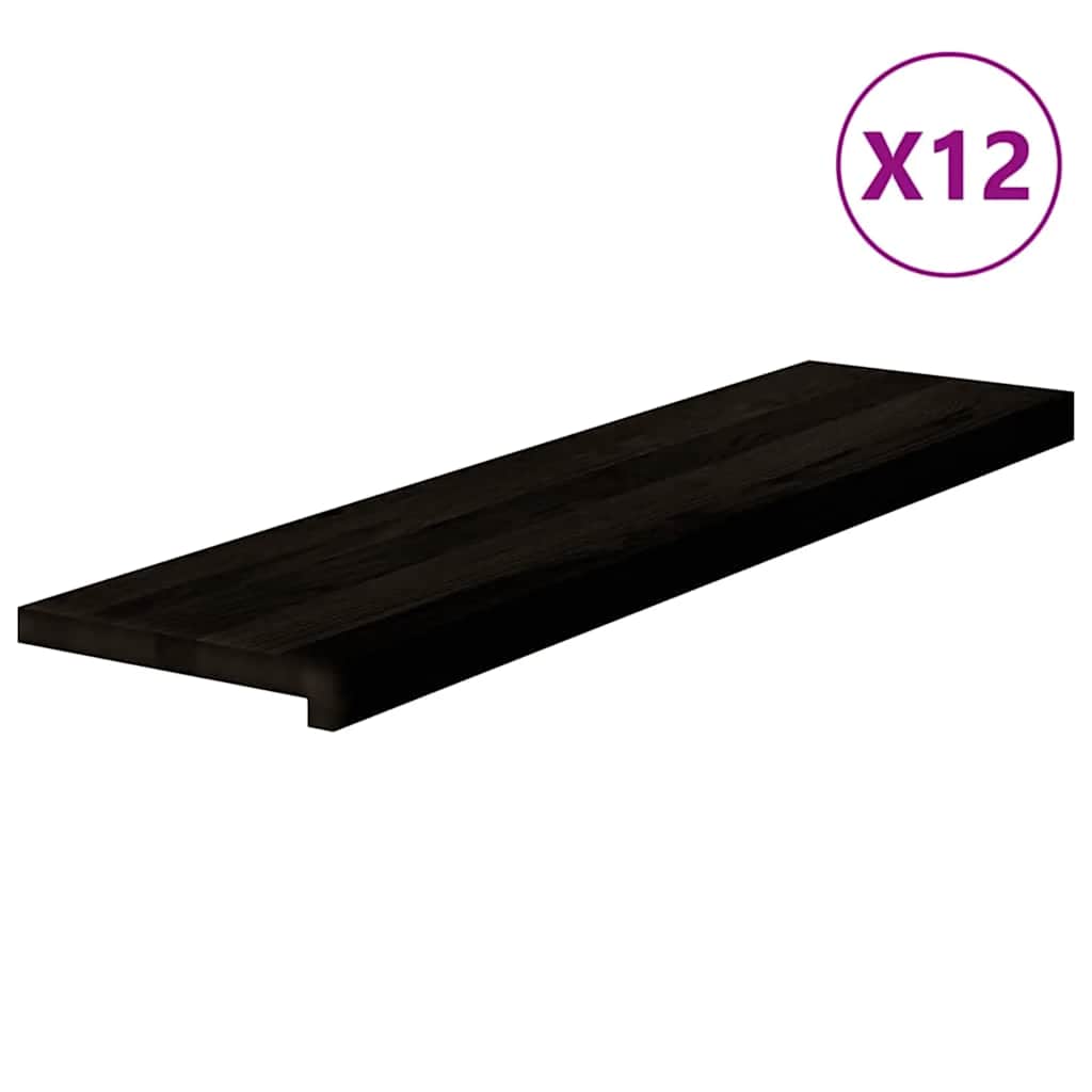 Trappetrinn 12 stk brunsvart 100x30x2 cm heltre eik