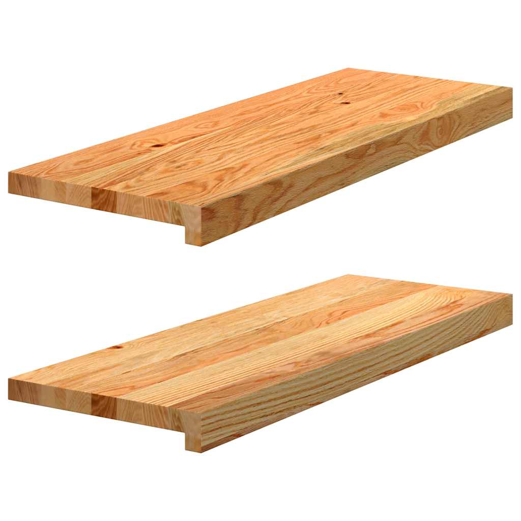 Trappetrinn 2 stk lysebrun 70x25x2 cm heltre eik