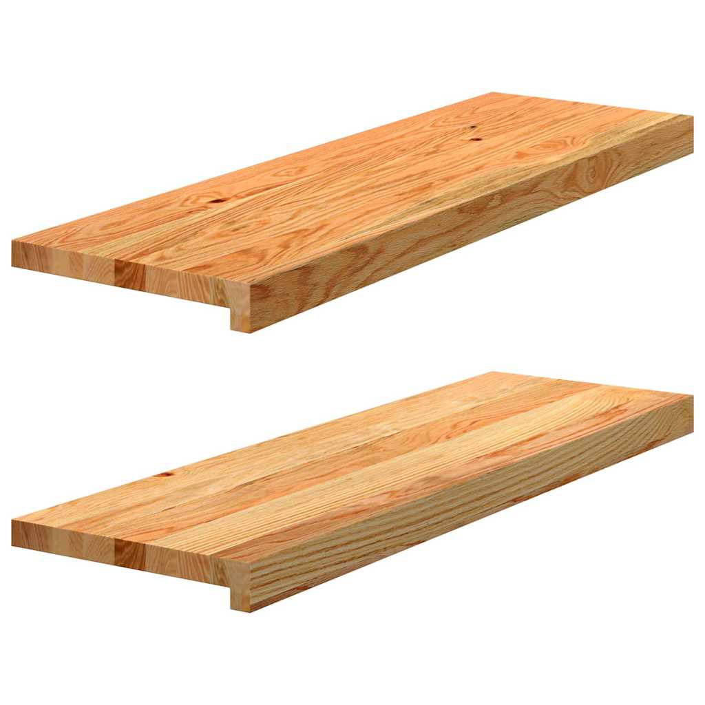 Trappetrinn 2 stk lysebrun 80x25x2 cm heltre eik