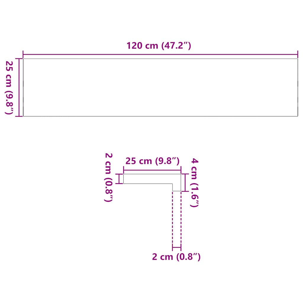 Trappetrinn 2 stk lysebrun 120x25x2 cm heltre eik