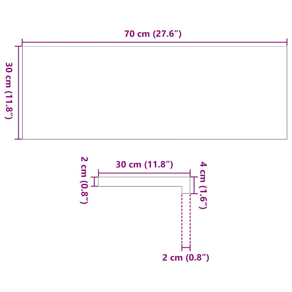 Trappetrinn 2 stk lysebrun 70x30x2 cm heltre eik