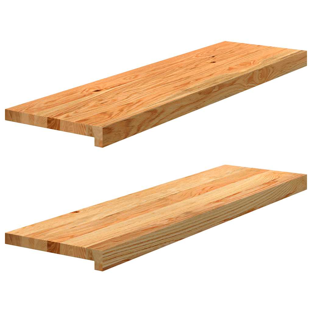 Trappetrinn 2 stk lysebrun 90x30x2 cm heltre eik