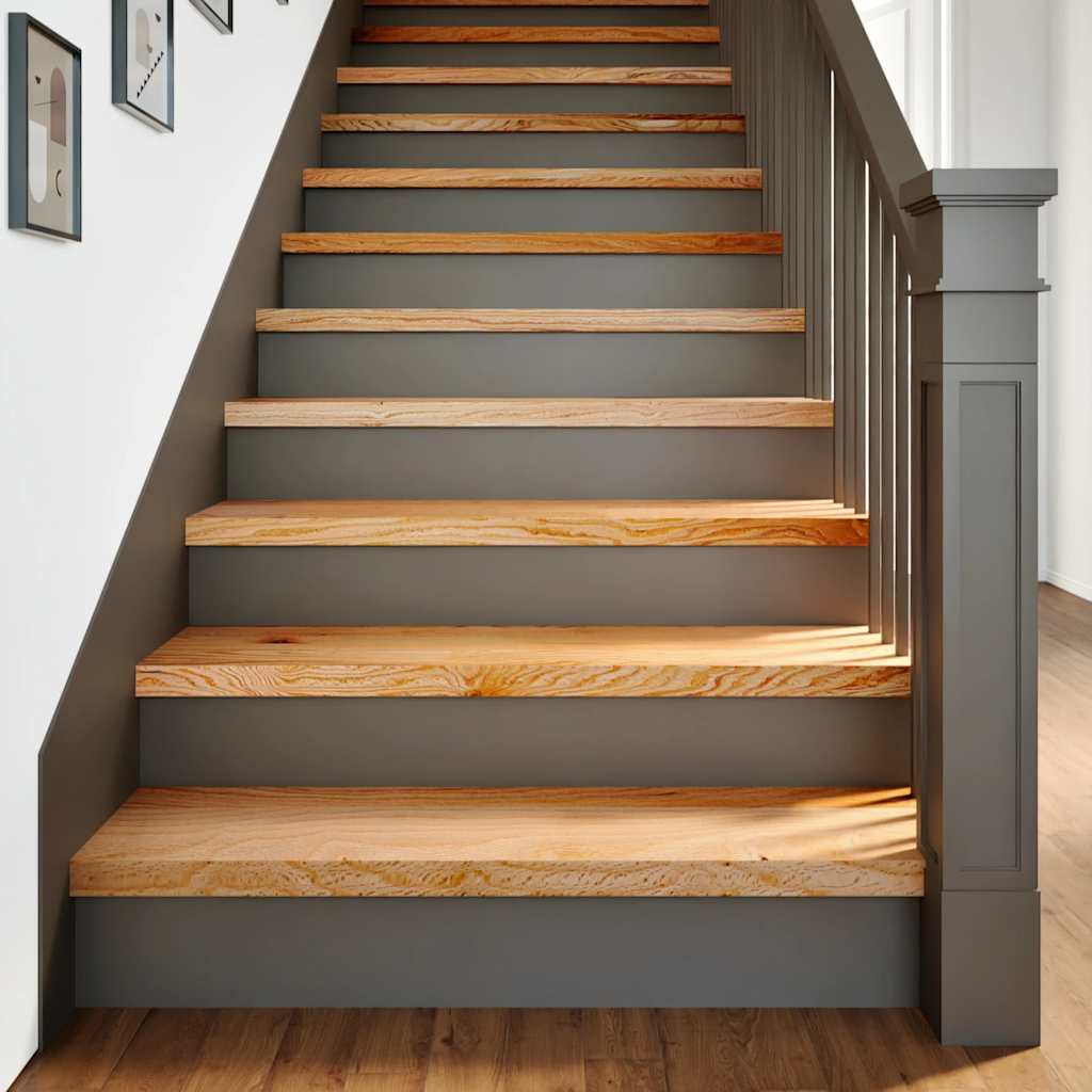 Trappetrinn 2 stk lysebrun 100x30x2 cm heltre eik