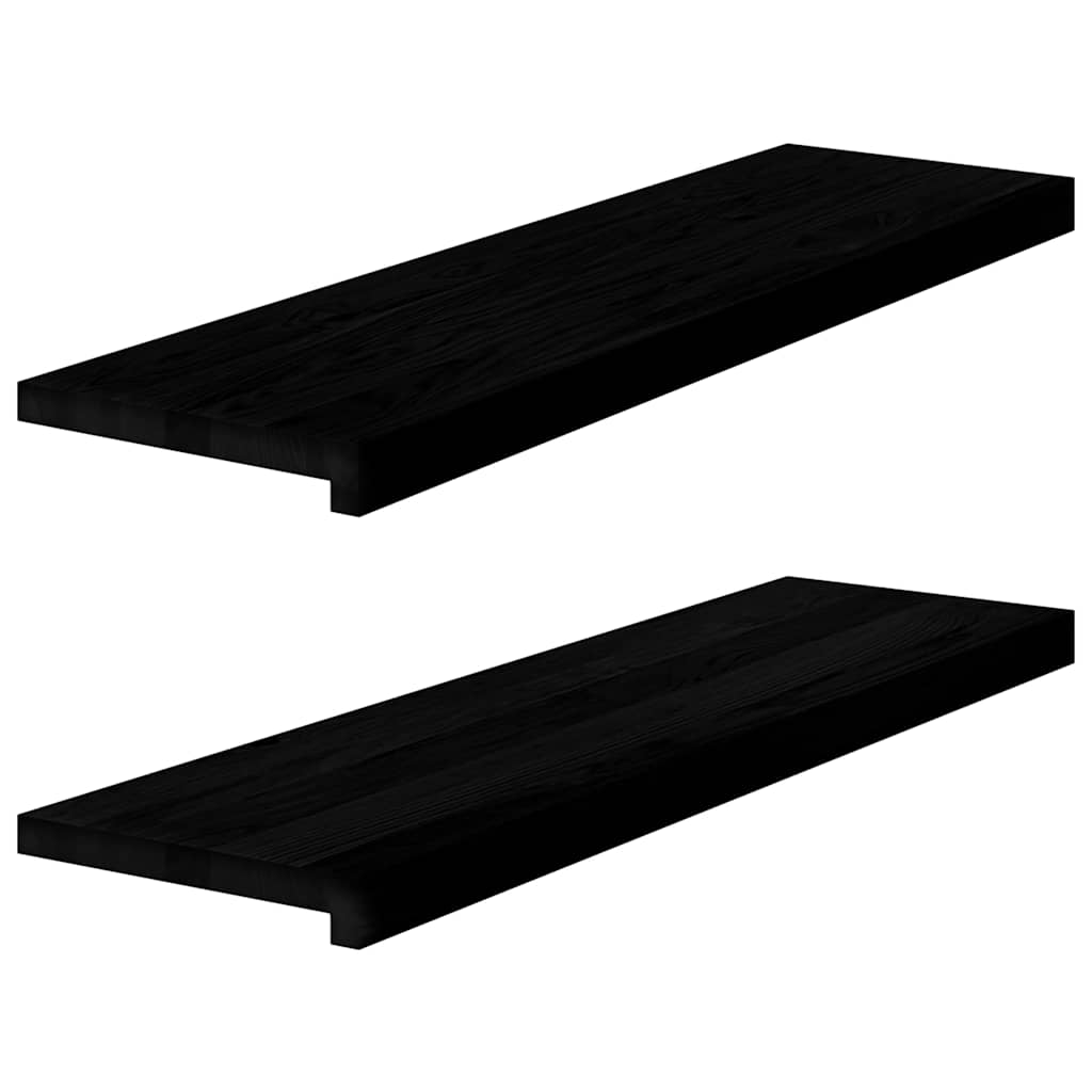 Trappetrinn 2 stk brunsvart 90x25x2 cm heltre eik