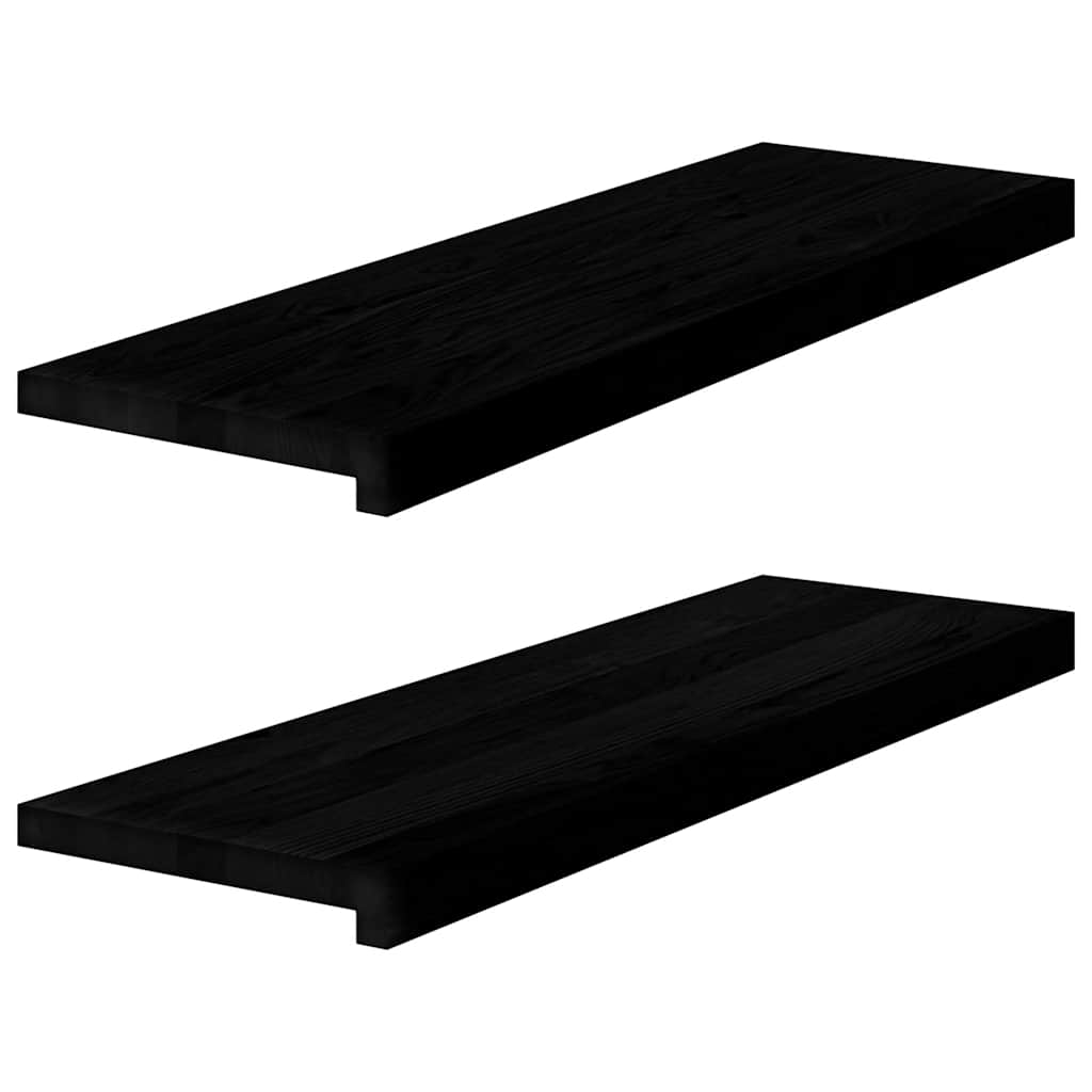 Trappetrinn 2 stk brunsvart 80x30x2 cm heltre eik